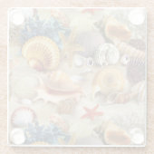 Zeeschelpen op het strand glazen onderzetter (Achterkant)