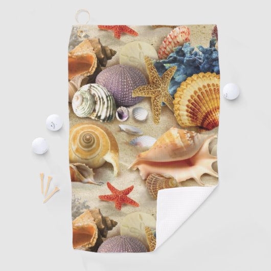 Zeeschelpen op het strand golfhanddoek (Insitu)