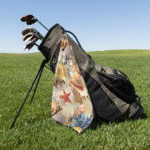 Zeeschelpen op het strand golfhanddoek (Groen)