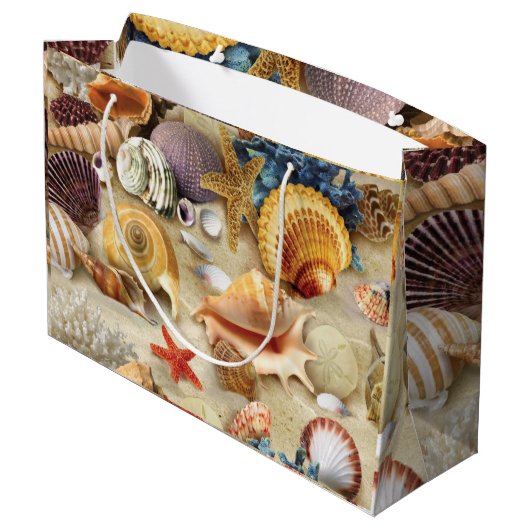 Zeeschelpen op het strand groot cadeauzakje (Achterkant Gekanteld)