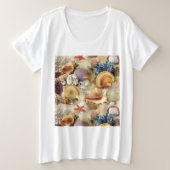 Zeeschelpen op het strand grote maat t-shirt (Design voorkant)