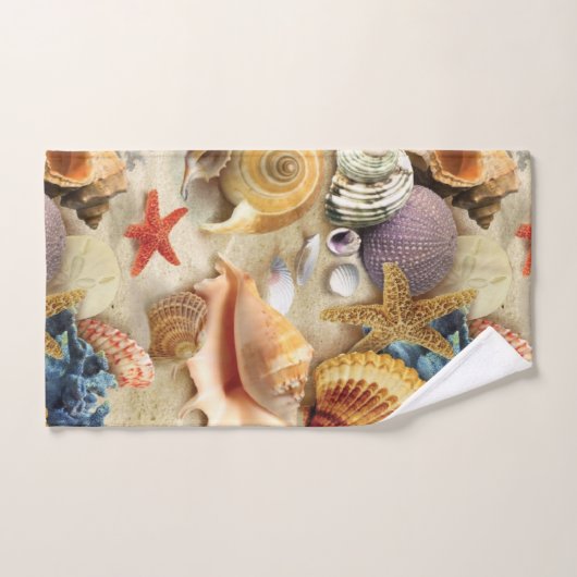 Zeeschelpen op het strand handdoek (Handdoek)