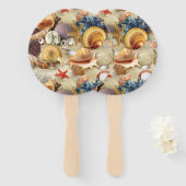 Zeeschelpen op het strand handwaaier (Voorkant en achterkant)