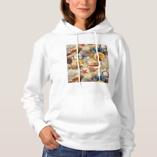 Zeeschelpen op het strand hoodie (Voorkant)