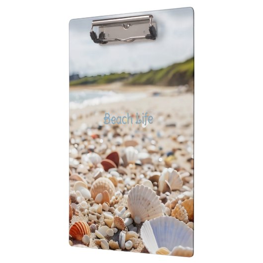 Zeeschelpen op het strand klembord (Links)