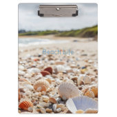 Zeeschelpen op het strand klembord (Voorkant)
