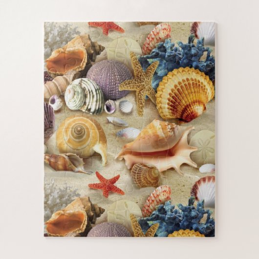 Zeeschelpen op het strand legpuzzel (Verticaal)