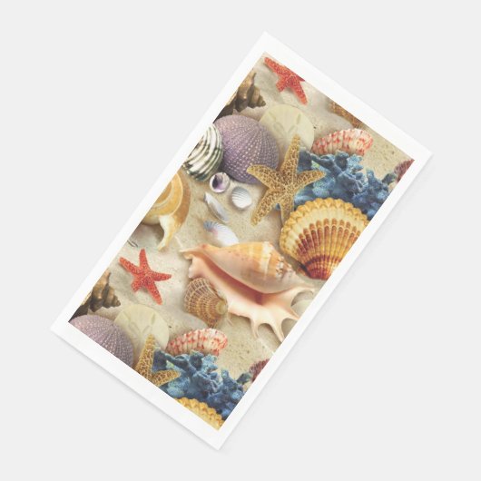 Zeeschelpen op het strand servet (Hoek)