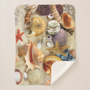 Zeeschelpen op het strand sherpa deken