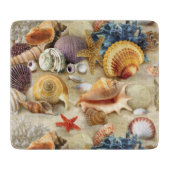 Zeeschelpen op het strand snijplank (Voorkant)