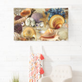 Zeeschelpen op het strand spandoek (Insitu)