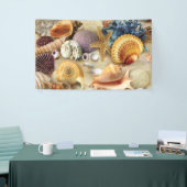 Zeeschelpen op het strand spandoek (Beurs)