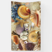 Zeeschelpen op het strand spandoek (Verticaal)