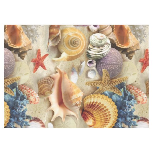Zeeschelpen op het strand tafelkleed (Voorkant (Horizontaal))