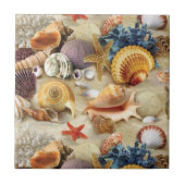 Zeeschelpen op het strand tegeltje (Voorkant)