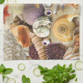 Zeeschelpen op het strand theedoek (Gevouwen)