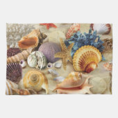 Zeeschelpen op het strand theedoek (Horizontaal)