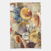 Zeeschelpen op het strand theedoek (Verticaal)