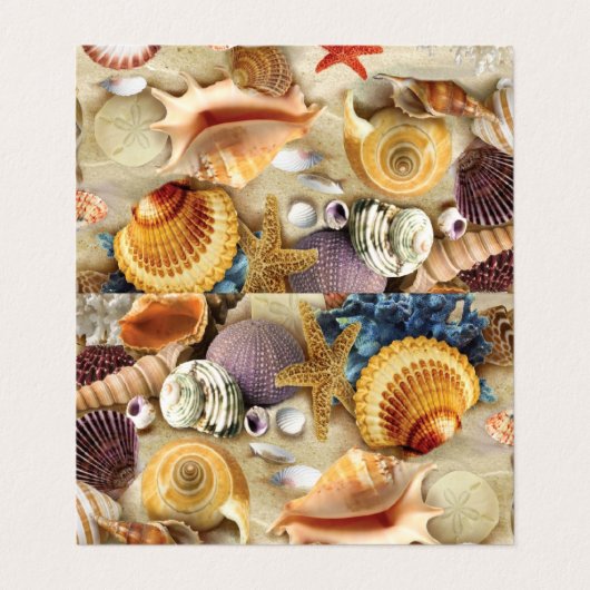 Zeeschelpen op het strand visitekaartje (Buitenkant ongevouwen)