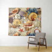 Zeeschelpen op het strand wandkleed (In Situ (horizontaal))