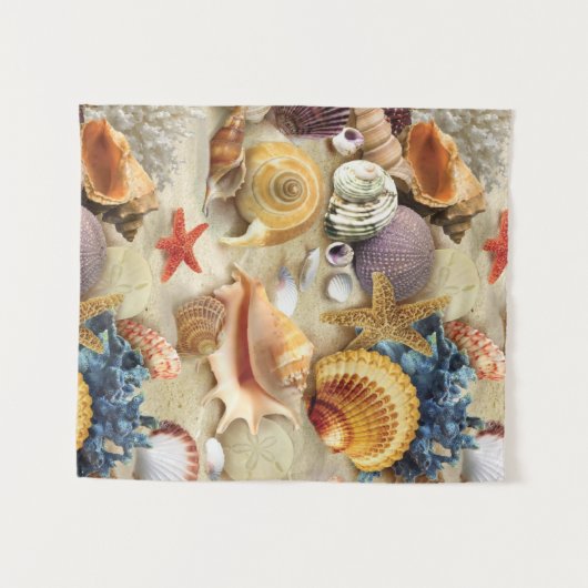 Zeeschelpen op het strand wandkleed (Voorkant (horizontaal))