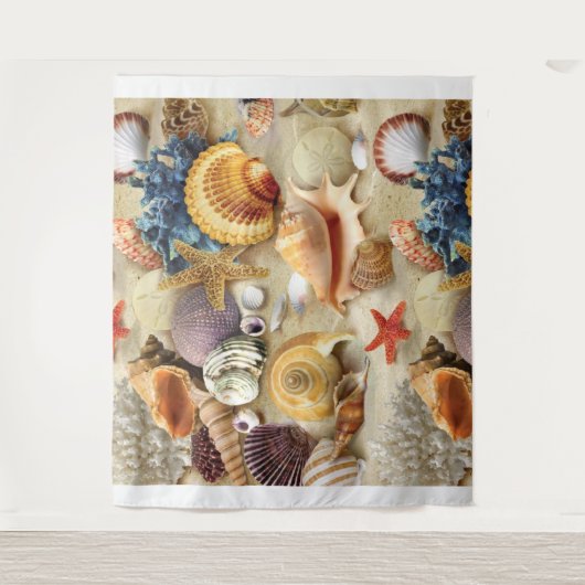 Zeeschelpen op het strand wandkleed (Voorkant)