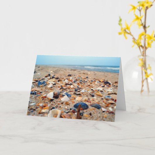 Zeeschelpen op het Wenskaart van het Strand Kaart (Gele Bloem)