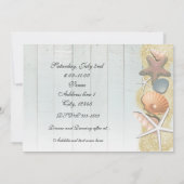 Zeeschelpen op Houten Bruiloftsbad op het Strand U Kaart (Achterkant)