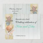 Zeeschelpen op Houten Bruiloftsbad op het Strand U Kaart (Voorkant / Achterkant)