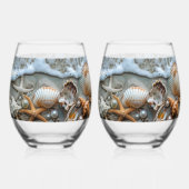 Zeeschelpen Parels Zee Schuim Zeester Wijnglas Zonder Voet (Achterkant)