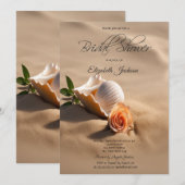 Zeeschelpen Roos Zand Vrijgezellenfeest Kaart (Voorkant / Achterkant)