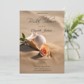 Zeeschelpen Roze Zand Bruidsdouche Kaart (Staand voorkant)