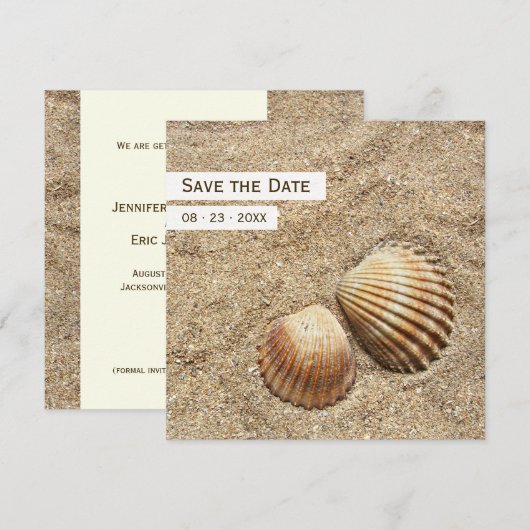 Zeeschelpen - Save the date-aankondiging Date (Voorkant / Achterkant)