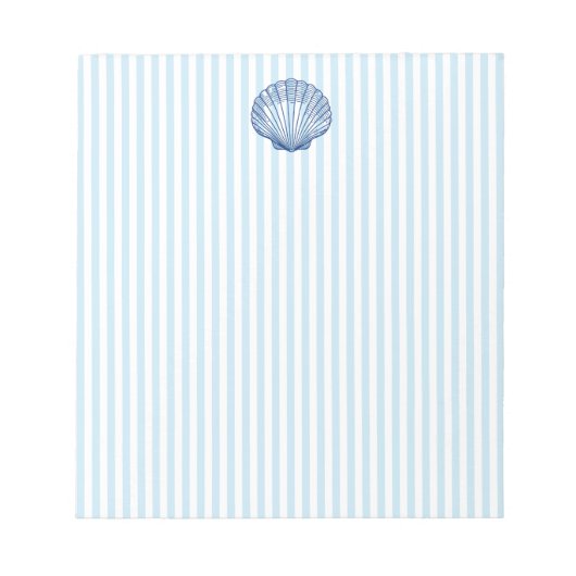 Zeeschelpen schilderij Nautisch Blue Stripe Preppy Notitieblok (Voorkant)