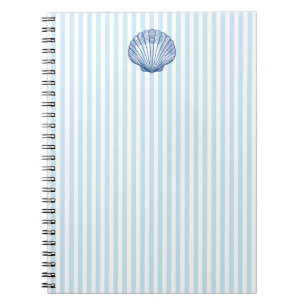 Zeeschelpen schilderij Nautisch Blue Stripe Preppy Notitieboek