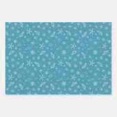 Zeeschelpen & sneeuwvlokken in blauw inpakpapier vel (Voorkant)
