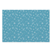 Zeeschelpen & sneeuwvlokken in blauw