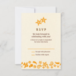 Zeeschelpen & Starfish Heart Summer Beach RSVP Kaartje