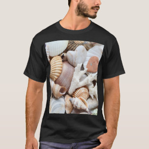 Zeeschelpen stenen koraal achtergrond t-shirt