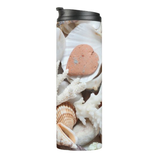 Zeeschelpen stenen koraal achtergrond thermosbeker (Geroteerd rechts)
