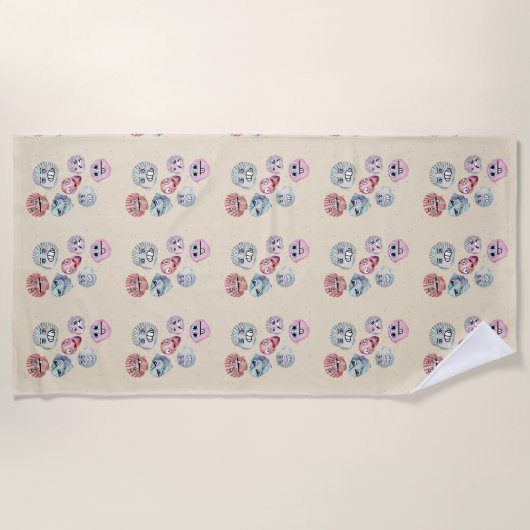 zeeschelpen strandlaken (Voorkant)