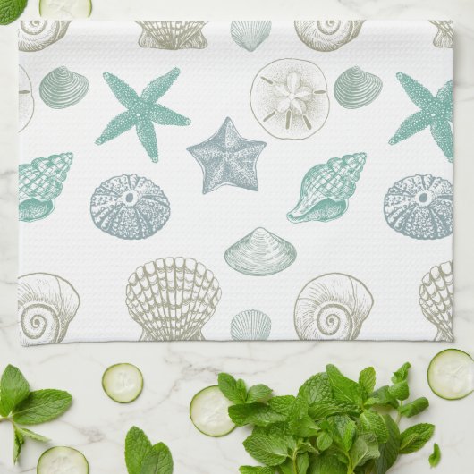 Zeeschelpen Theedoek (Gevouwen)