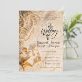 Zeeschelpen Touw Zand Bruiloft Uitnodiging (Staand voorkant)