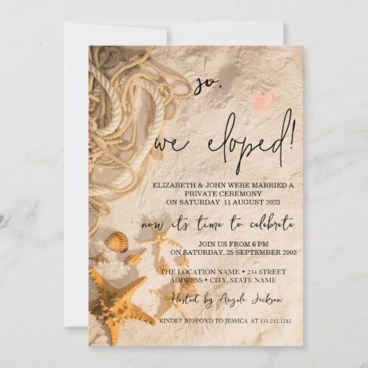 Zeeschelpen Touw Zand Trouwvlucht Kaart (Voorkant)