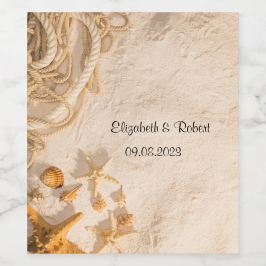 Zeeschelpen Touw Zand Wijn Etiket (Enkel label)