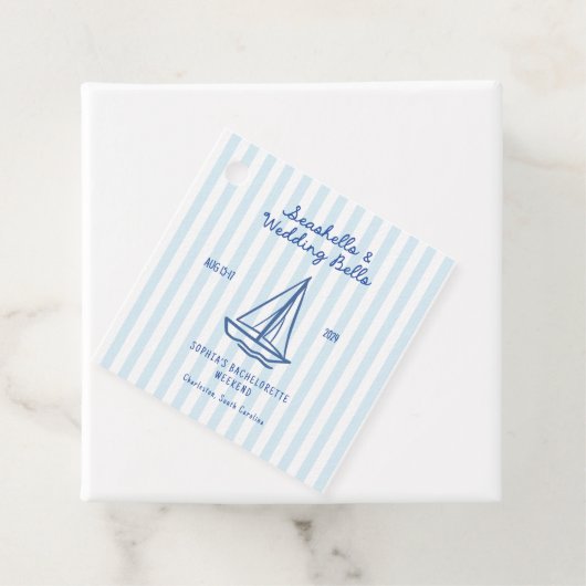 Zeeschelpen & Trouwbellen Bachelorette  Bedankjes Labels (In situ)