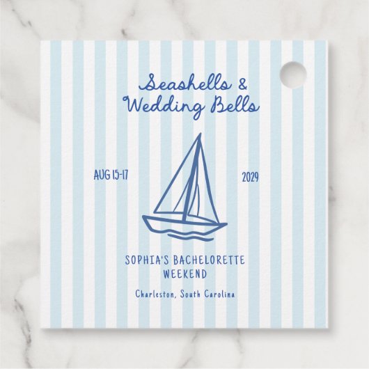 Zeeschelpen & Trouwbellen Bachelorette  Bedankjes Labels (Achterkant)