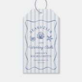 Zeeschelpen & Trouwbellen Bachelorette-weekend Cadeaulabel (Voorkant)