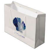 Zeeschelpen Trouwbellen Blauwe Strandfeest Gast Groot Cadeauzakje (Voorkant Gekanteld)