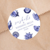 Zeeschelpen & Trouwbellen Elegante Bruiloftsdouche Ronde Sticker